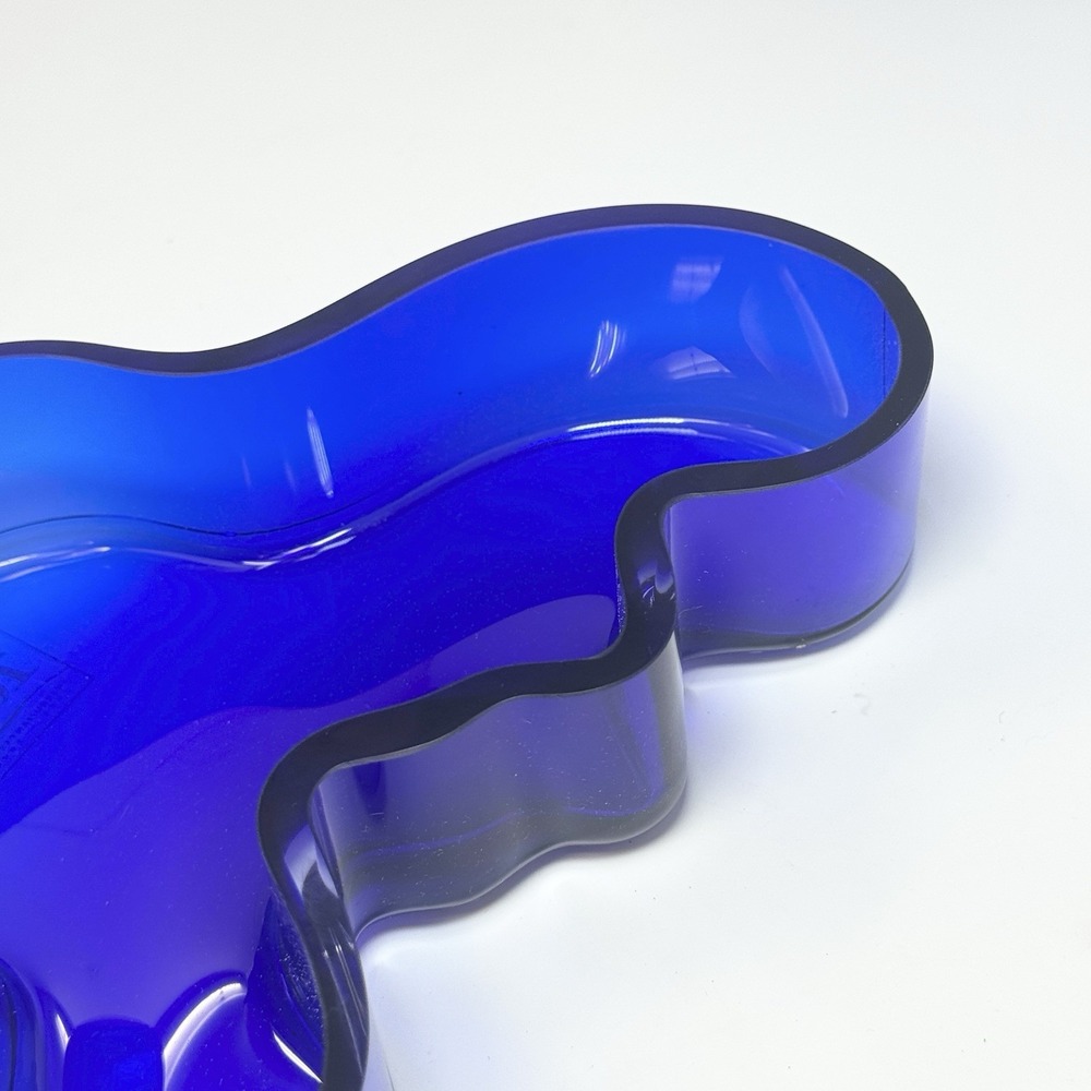 IIttala Alvar Aalto Glass Votive Candle Holder Vase Bowl - COBALT BLUE - Finland - Picture 7 of 11